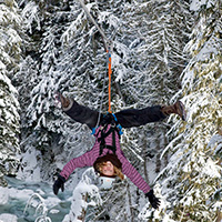 Ziptrek Winter upside down
